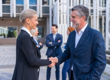Handshake of Successful Business Executives in a Downtown Area